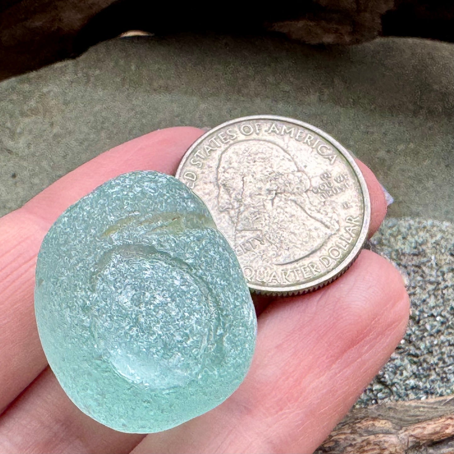 Rare Aqua Sea Glass Bottle Stopper A2599 – Solid Glass Plug – Genuine Ocean Tumbled Beach Glass for Jewelry Making – A2599
