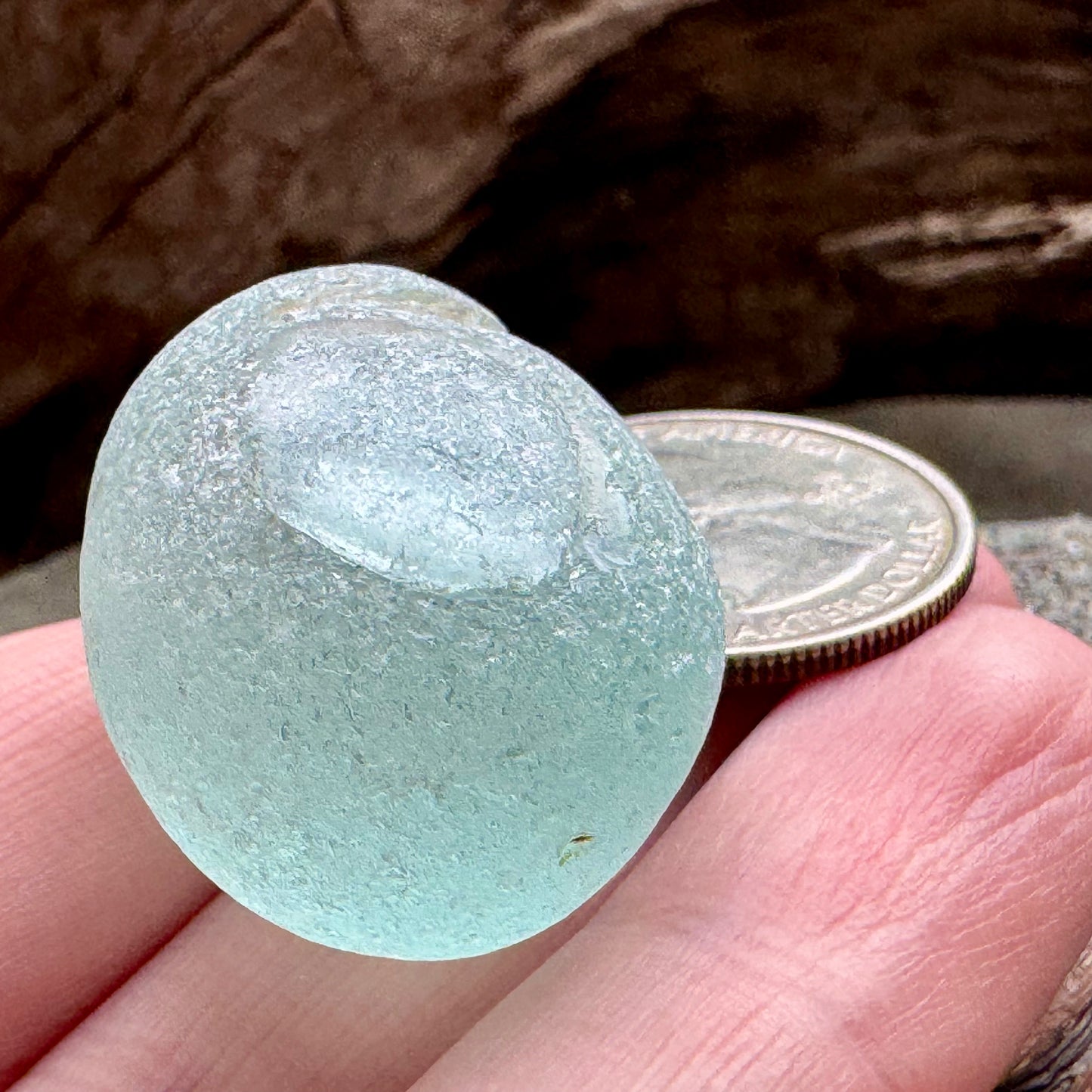 Rare Aqua Sea Glass Bottle Stopper A2599 – Solid Glass Plug – Genuine Ocean Tumbled Beach Glass for Jewelry Making – A2599