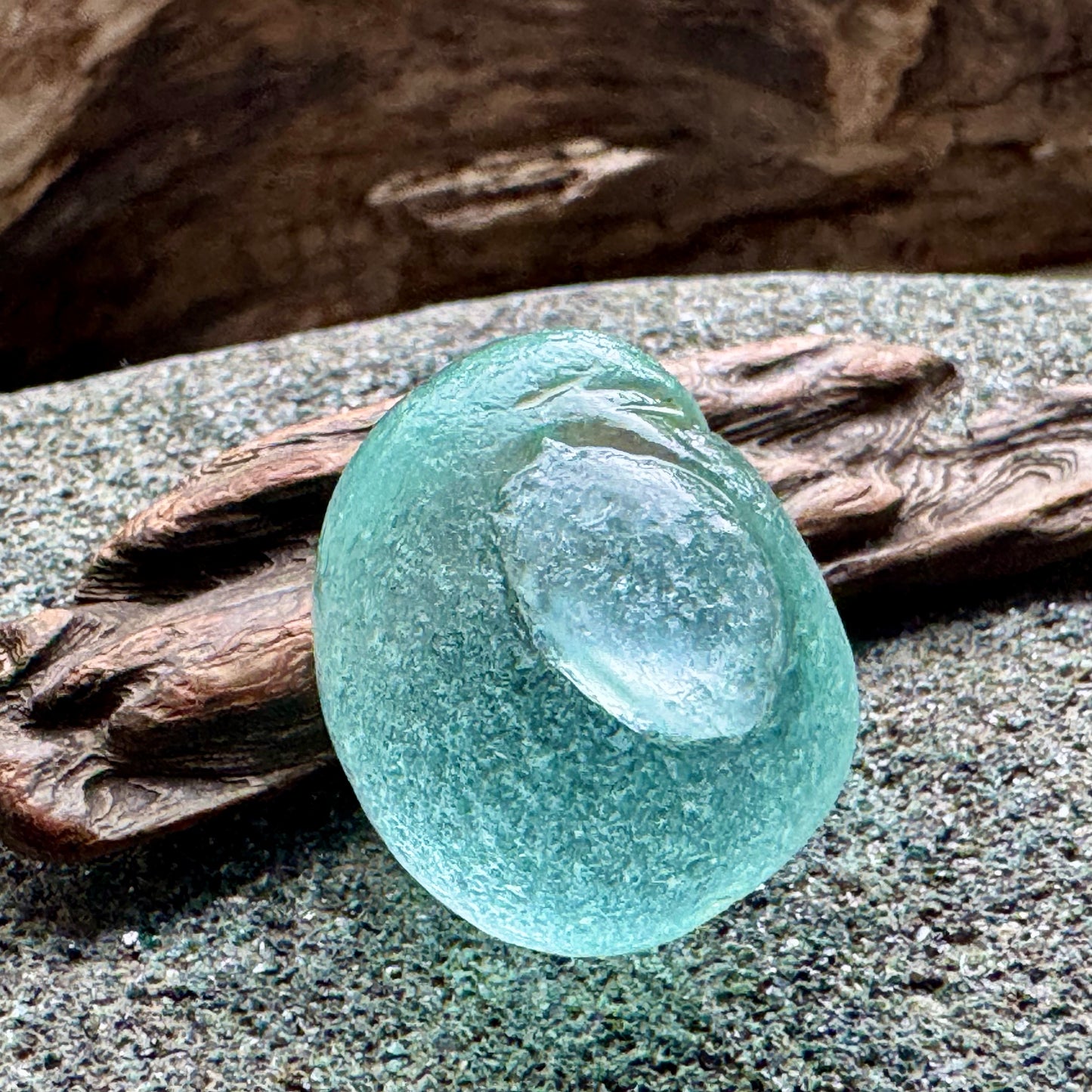 Rare Aqua Sea Glass Bottle Stopper A2599 – Solid Glass Plug – Genuine Ocean Tumbled Beach Glass for Jewelry Making – A2599