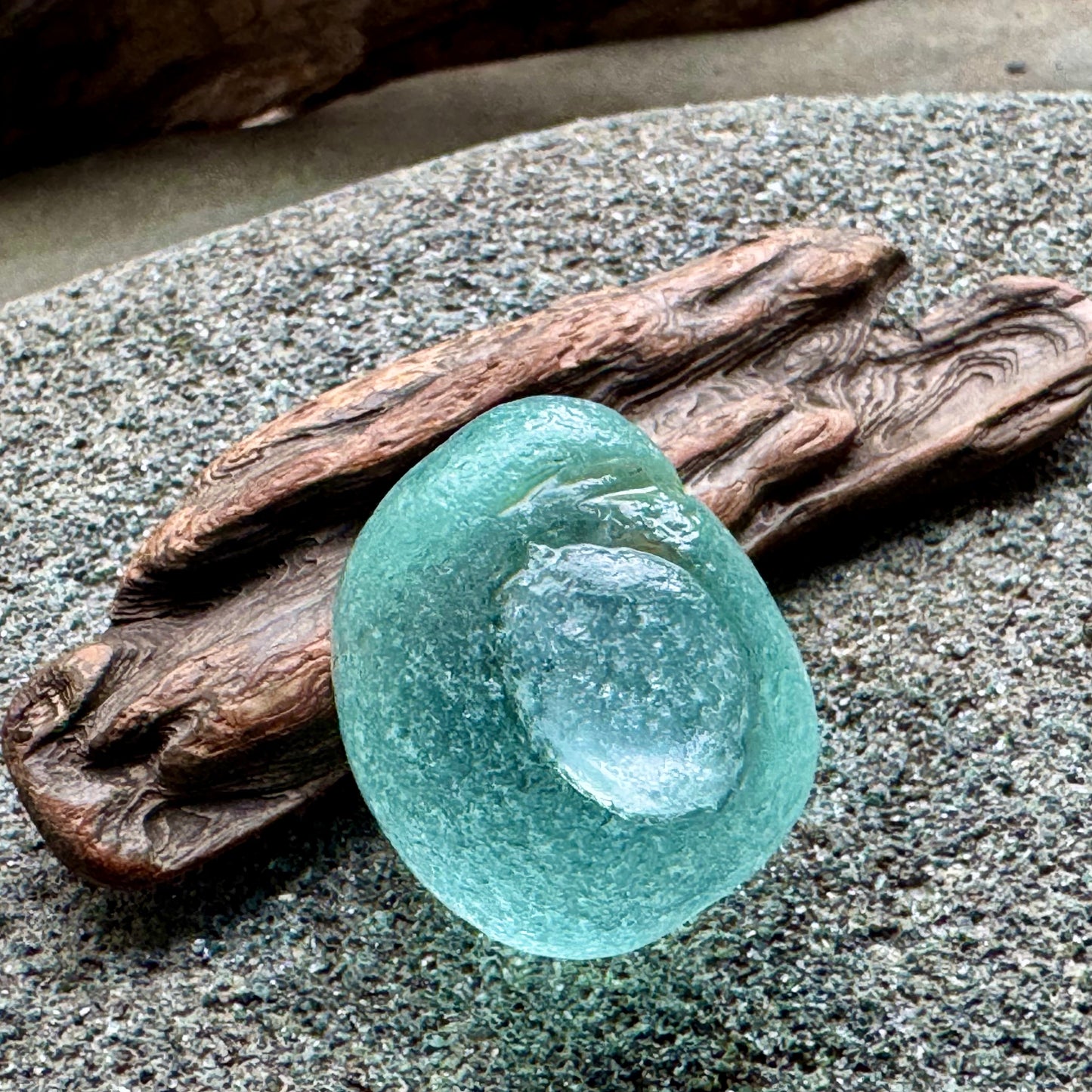 Rare Aqua Sea Glass Bottle Stopper A2599 – Solid Glass Plug – Genuine Ocean Tumbled Beach Glass for Jewelry Making – A2599