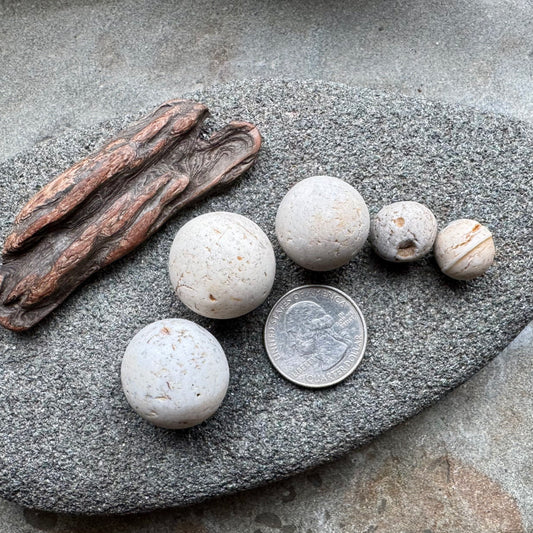 Sea Clay Marbles #2609 – Natural Ocean Clay Spheres, Beach Found Set