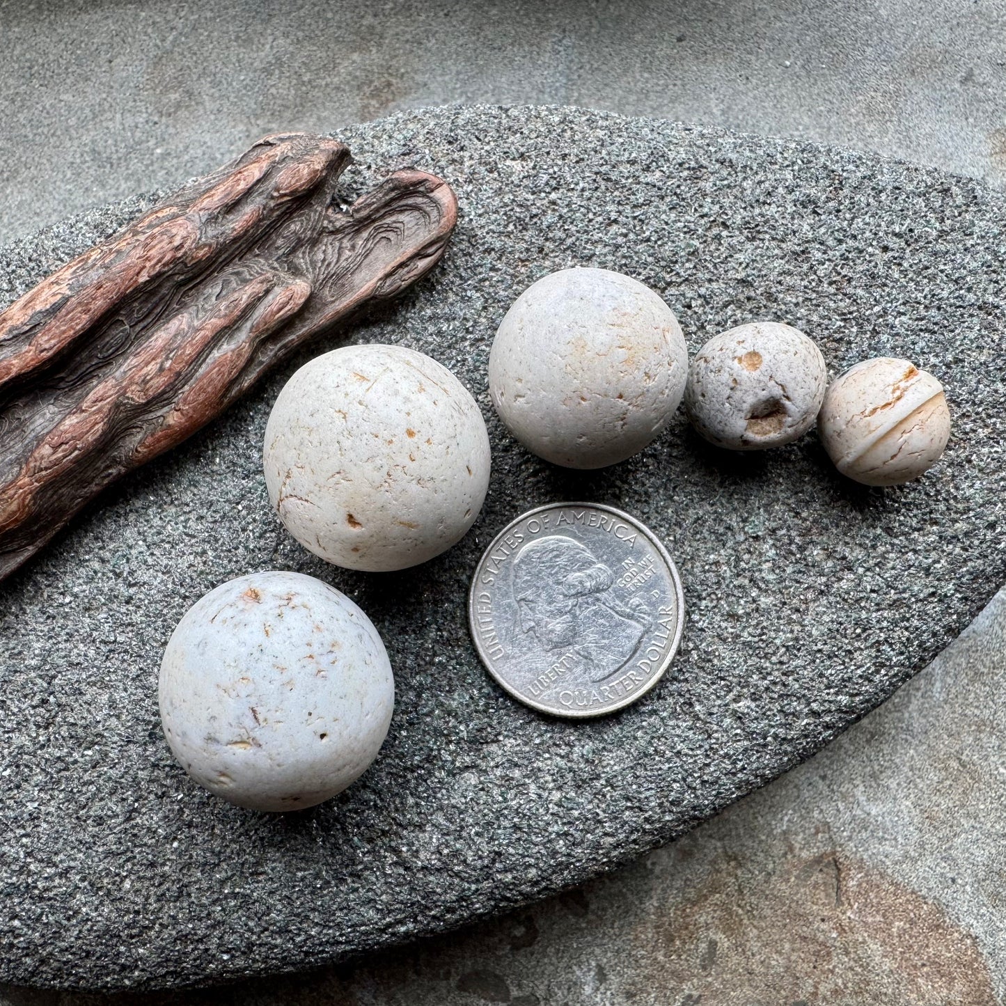 Sea Clay Marbles #2609 – Natural Ocean Clay Spheres, Beach Found Set