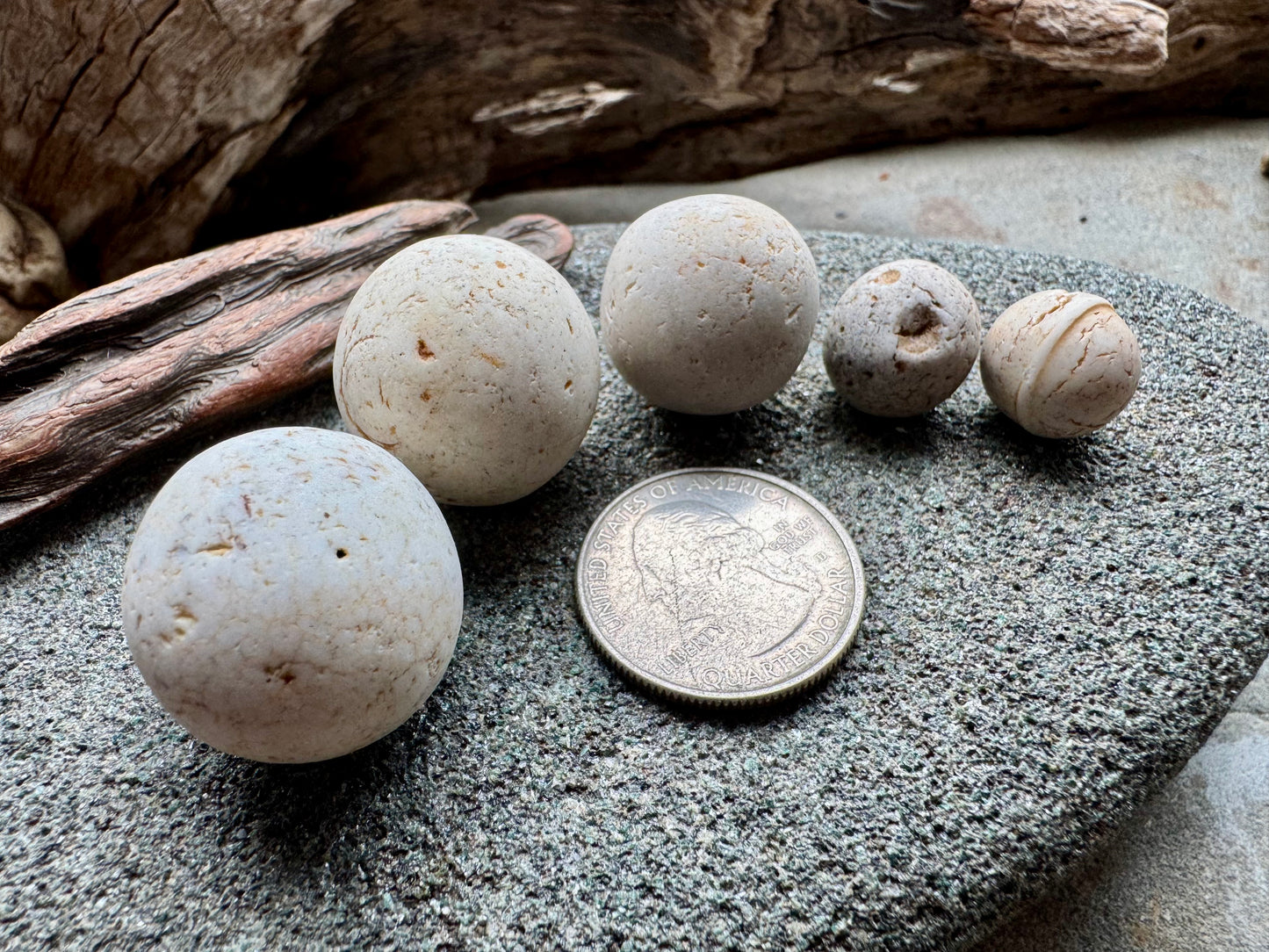 Sea Clay Marbles #2609 – Natural Ocean Clay Spheres, Beach Found Set