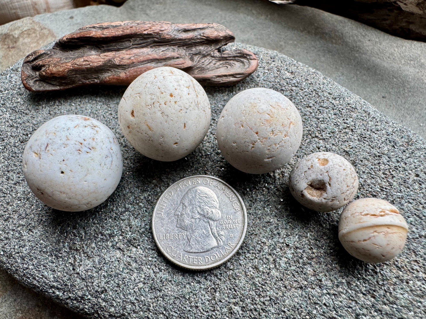 Sea Clay Marbles #2609 – Natural Ocean Clay Spheres, Beach Found Set
