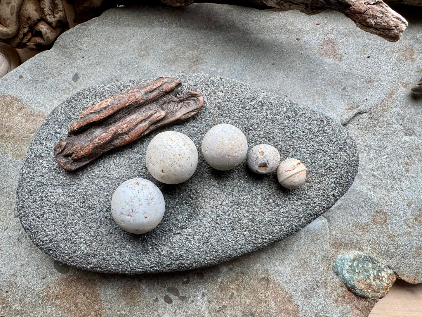 Sea Clay Marbles #2609 – Natural Ocean Clay Spheres, Beach Found Set