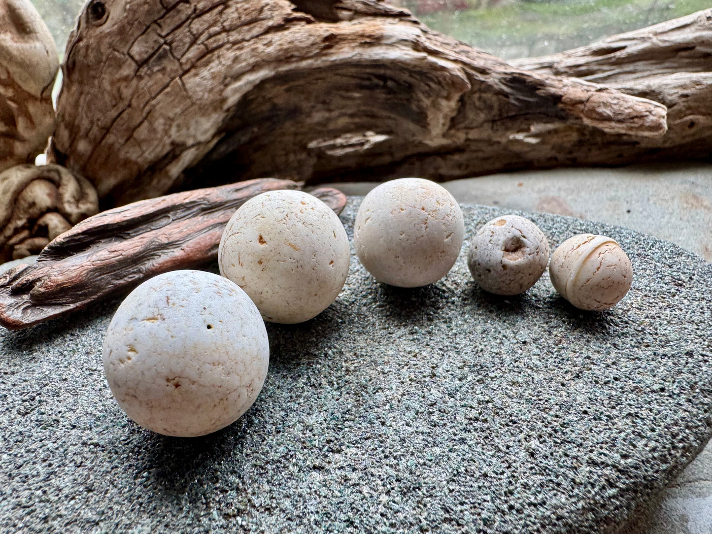 Sea Clay Marbles #2609 – Natural Ocean Clay Spheres, Beach Found Set
