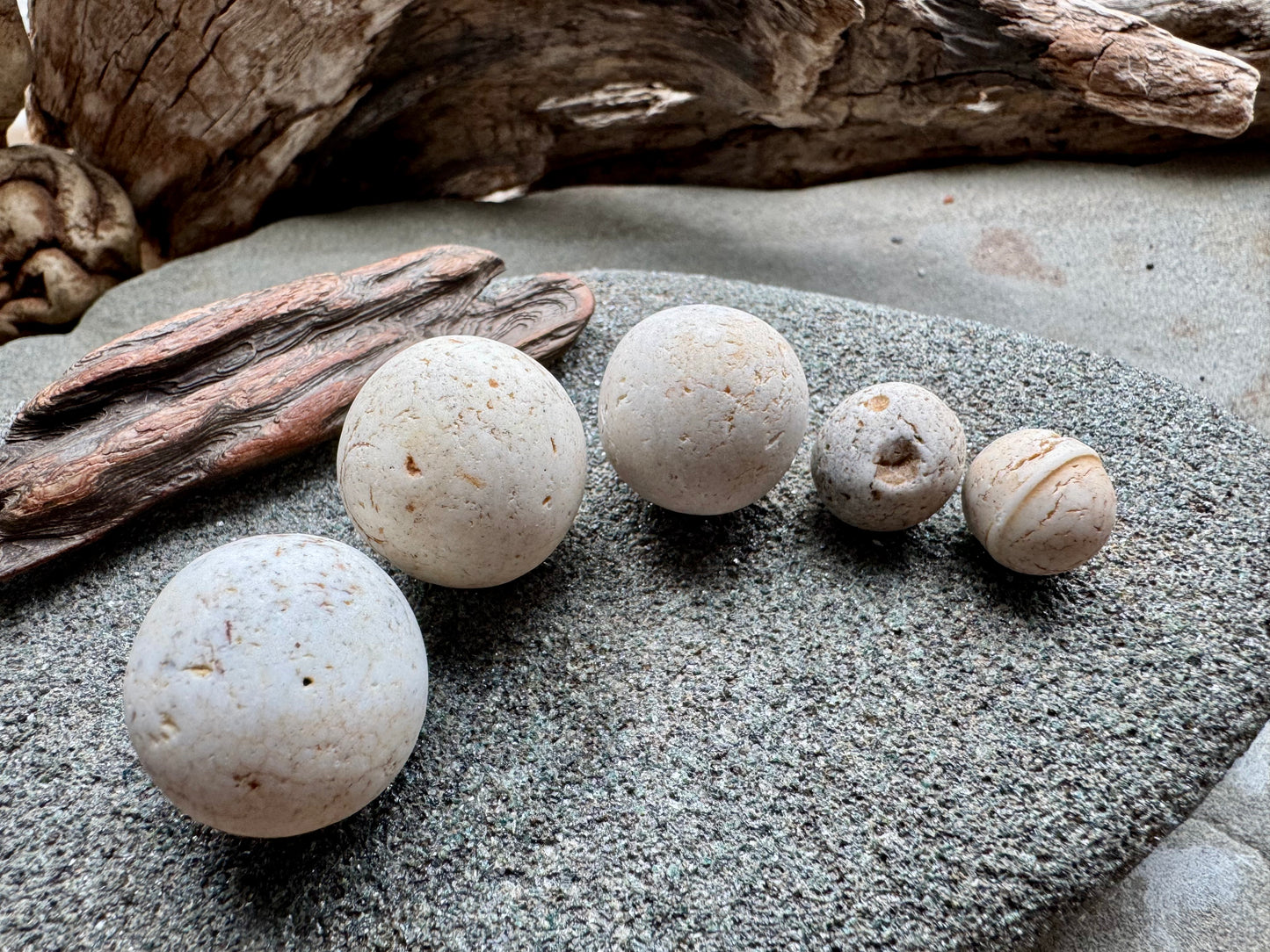 Sea Clay Marbles #2609 – Natural Ocean Clay Spheres, Beach Found Set