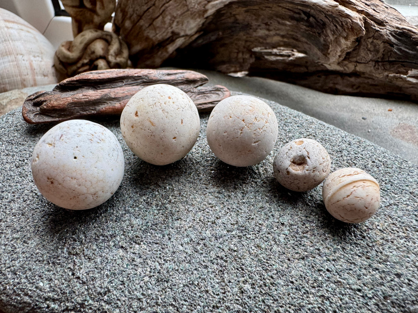 Sea Clay Marbles #2609 – Natural Ocean Clay Spheres, Beach Found Set