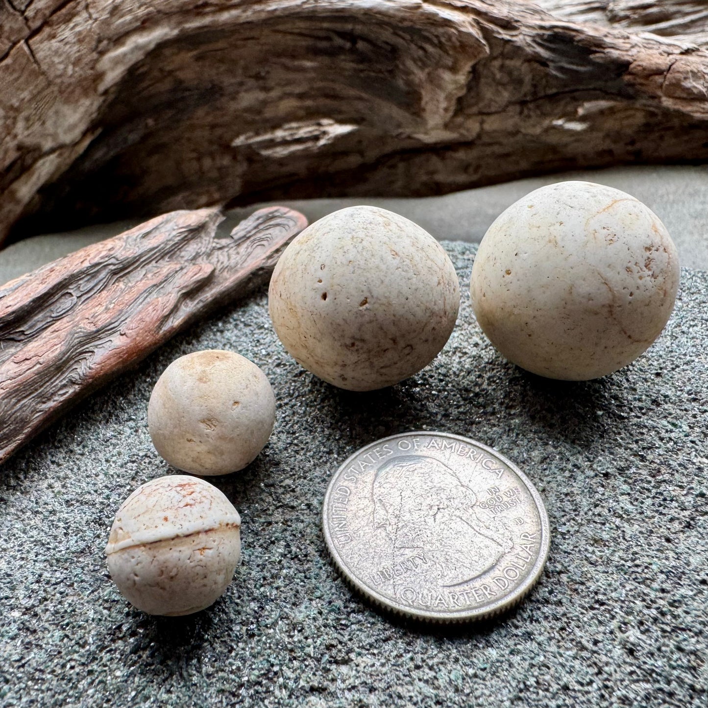 Natural Sea Clay Marbles A2610 – Ocean Tumbled Clay Balls, Beach Found, Primitive Craft Supply, Coastal Decor Stones