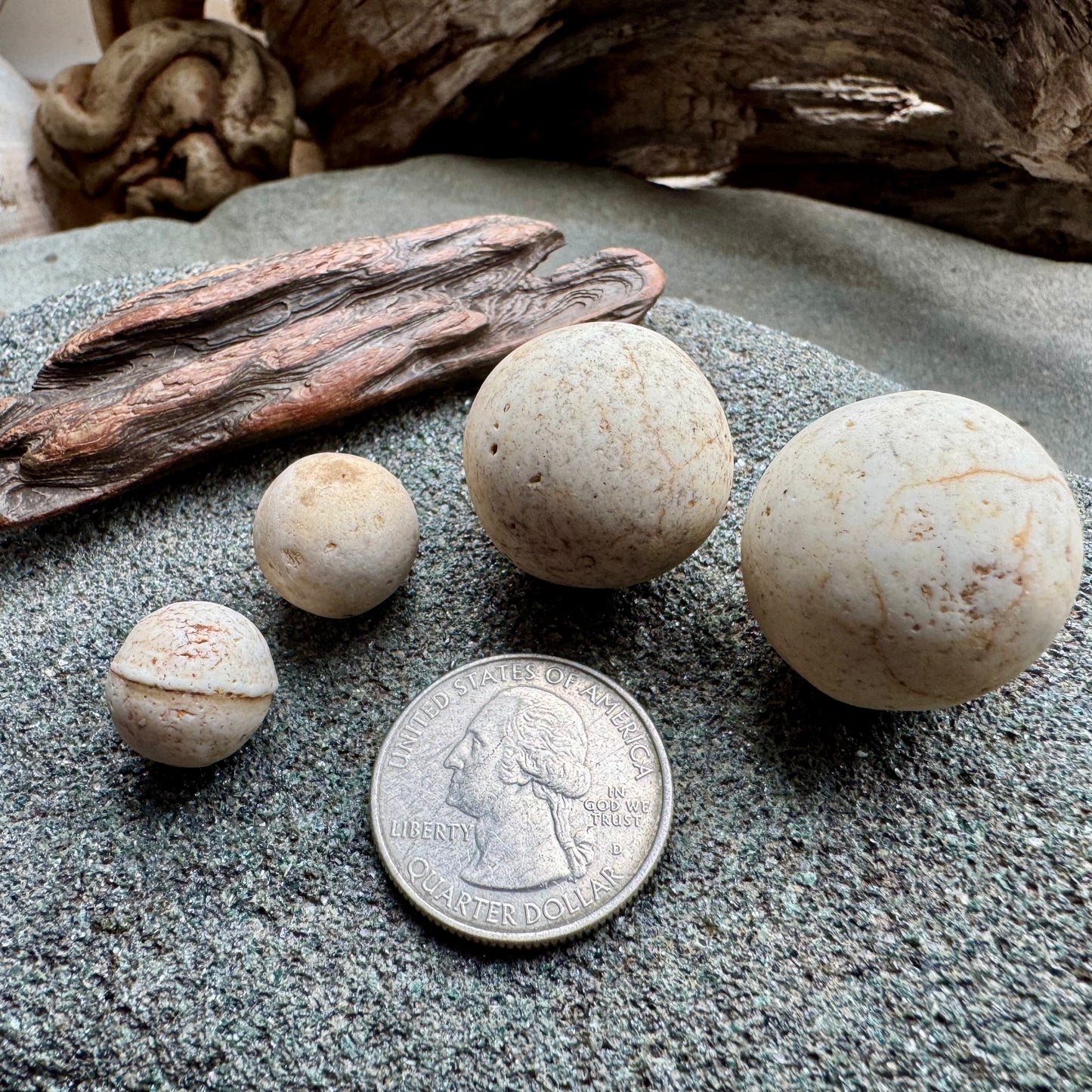 Natural Sea Clay Marbles A2610 – Ocean Tumbled Clay Balls, Beach Found, Primitive Craft Supply, Coastal Decor Stones