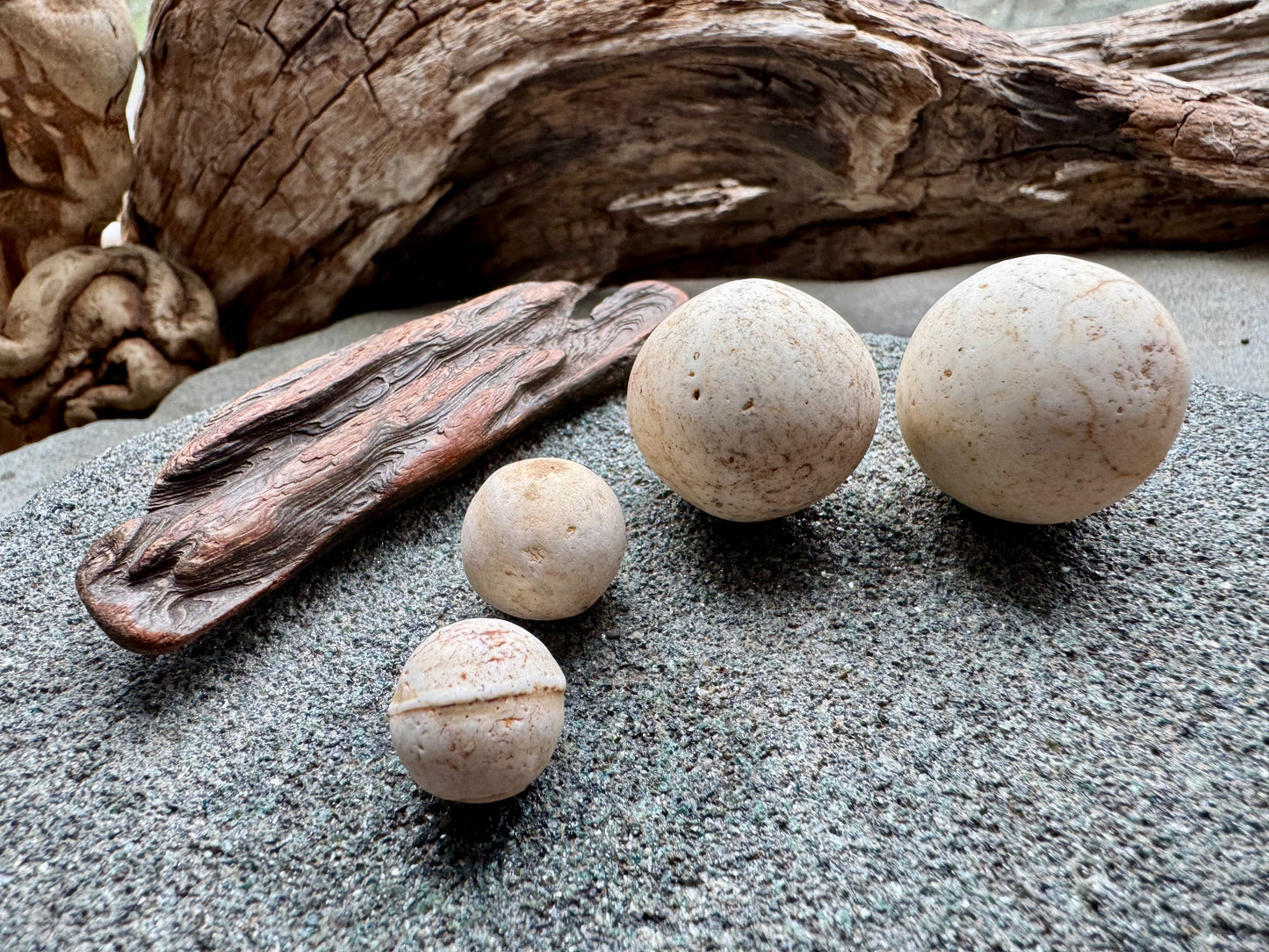 Natural Sea Clay Marbles A2610 – Ocean Tumbled Clay Balls, Beach Found, Primitive Craft Supply, Coastal Decor Stones