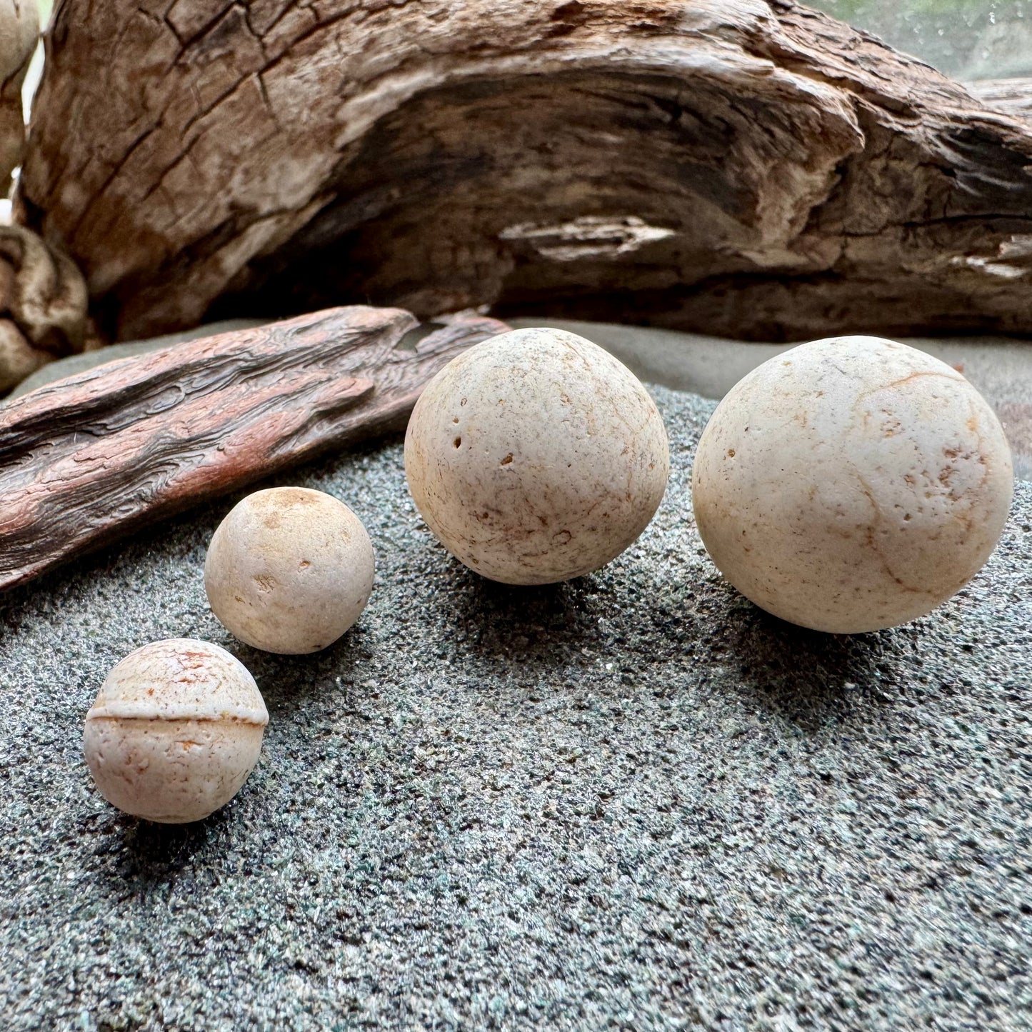 Natural Sea Clay Marbles A2610 – Ocean Tumbled Clay Balls, Beach Found, Primitive Craft Supply, Coastal Decor Stones