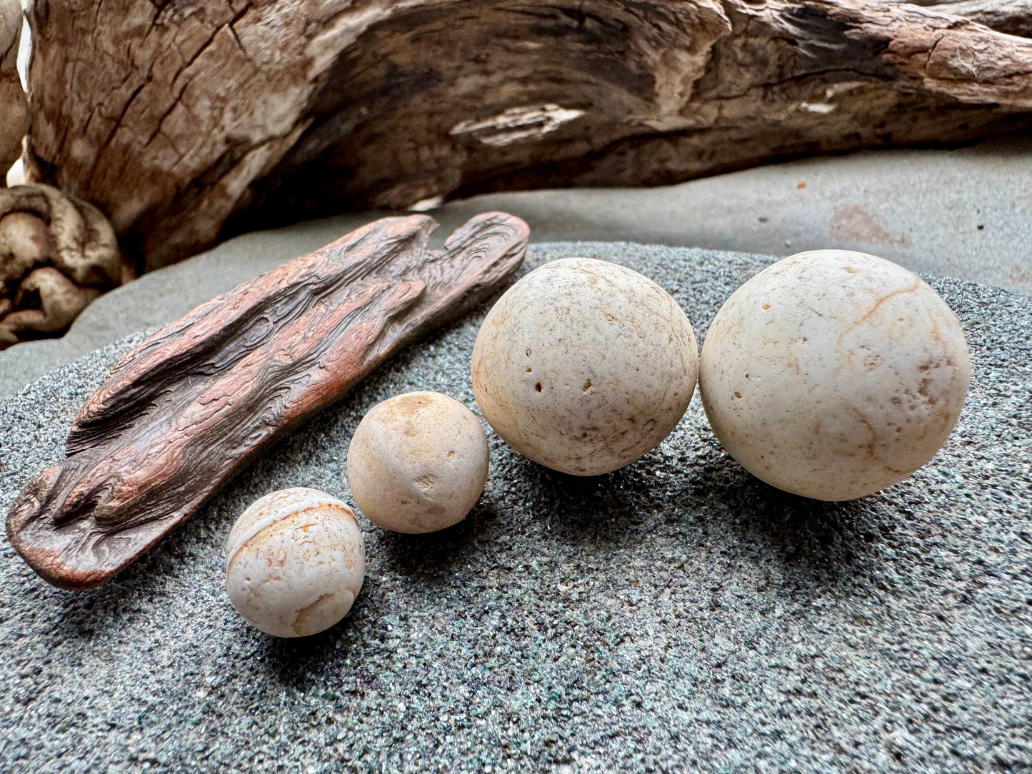 Natural Sea Clay Marbles A2610 – Ocean Tumbled Clay Balls, Beach Found, Primitive Craft Supply, Coastal Decor Stones