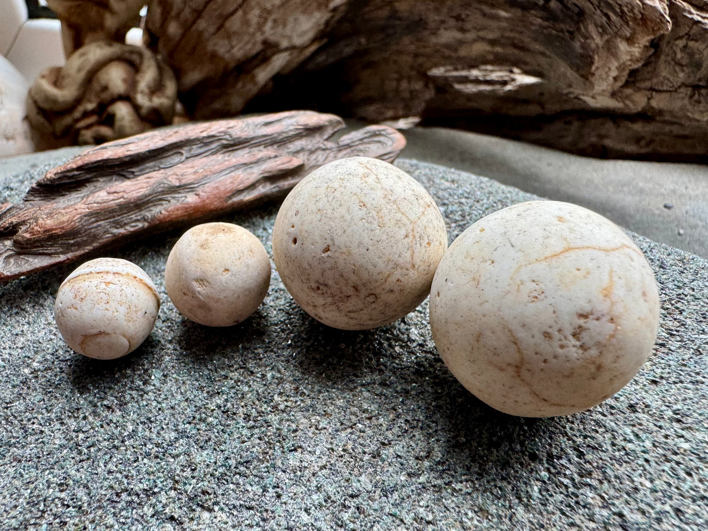 Natural Sea Clay Marbles A2610 – Ocean Tumbled Clay Balls, Beach Found, Primitive Craft Supply, Coastal Decor Stones