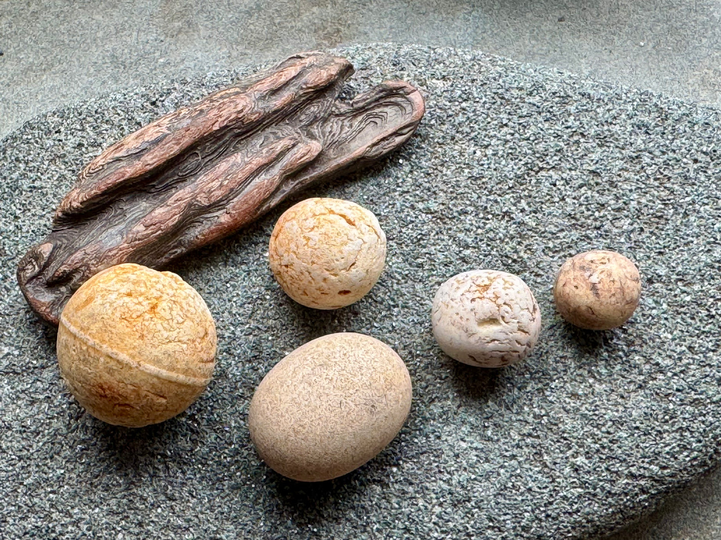 Sea Clay Marbles Set – Natural Ocean Tumbled Ceramic Balls, Beach Found Sea Pottery, Wabi-Sabi Decor, Collector Pieces (5 pcs) A2611