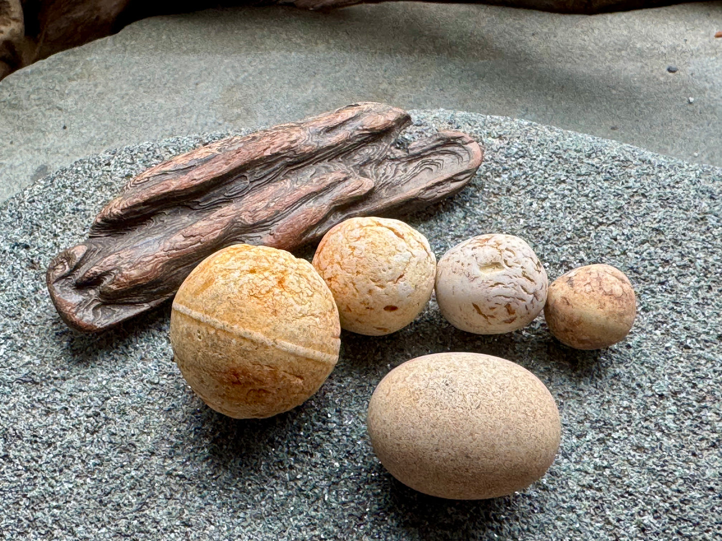 Sea Clay Marbles Set – Natural Ocean Tumbled Ceramic Balls, Beach Found Sea Pottery, Wabi-Sabi Decor, Collector Pieces (5 pcs) A2611