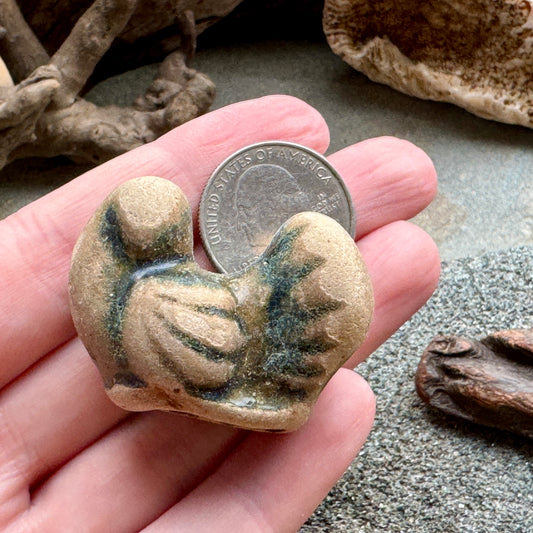Sea Pottery Bird Figurine – Beach Found Ocean Tumbled Ceramic, Wabi-Sabi Decor, Craft Supply, Sea of Japan A2001