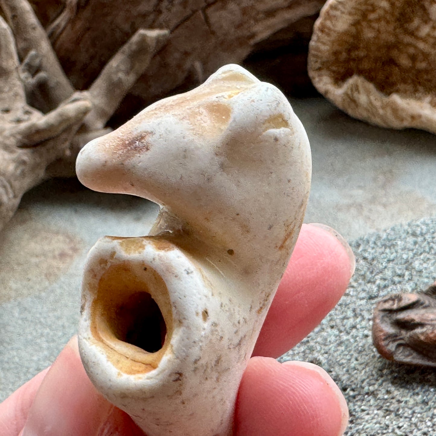 Sea Pottery Animal Figurine – Beach Found Ceramic Mini Sculpture, Wabi Sabi Decor, Ocean Tumbled Collectible A2004