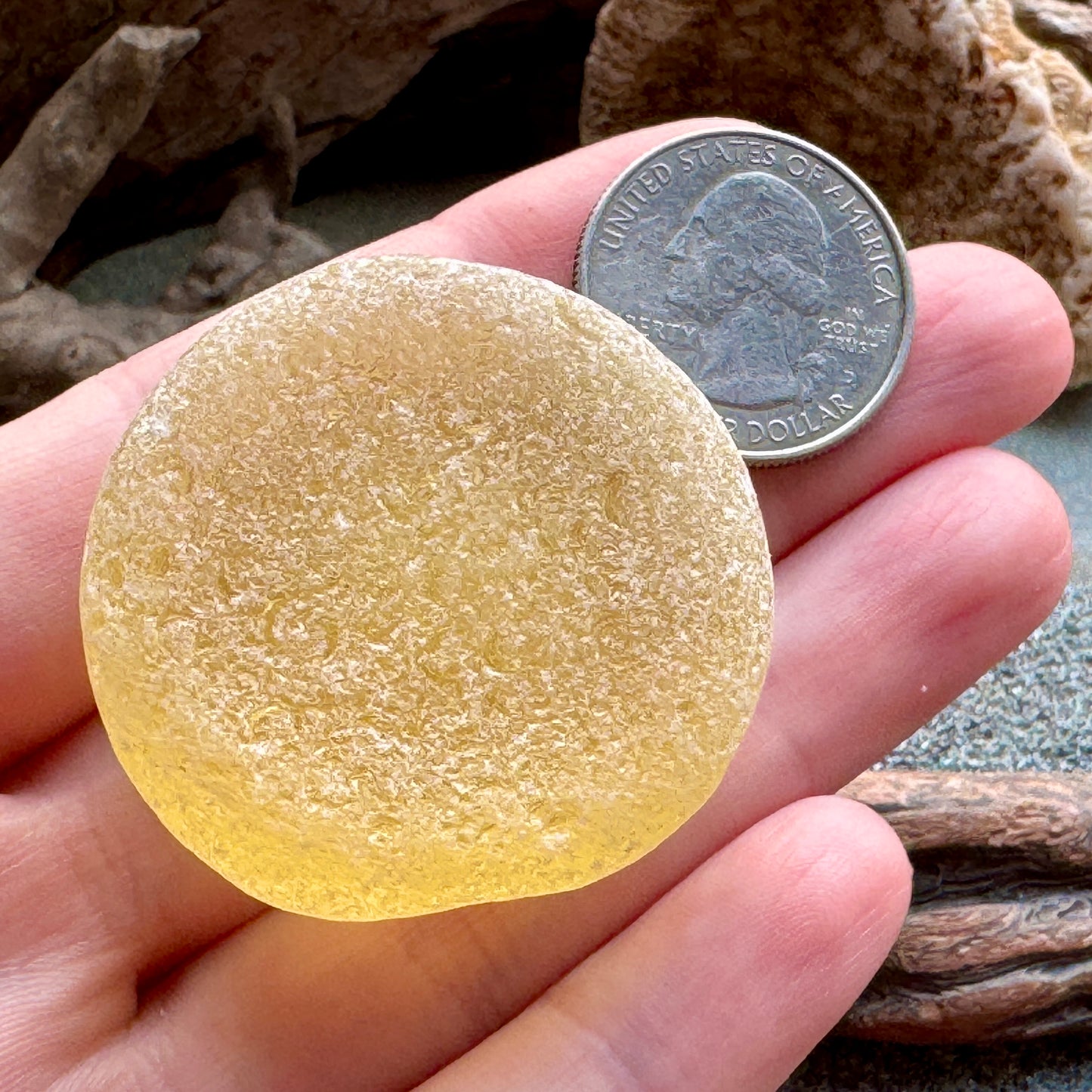 Large Honey Amber Sea Glass A2005 – Natural Genuine Beach Found Piece
