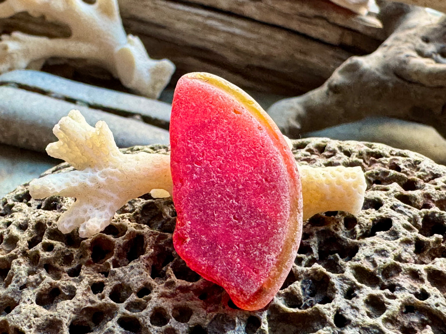 Red Genuine Sea Glass Pair B2956 – Natural Beach Glass for Jewelry Making – Rare Ruby Red Sea Glass – Craft Supply