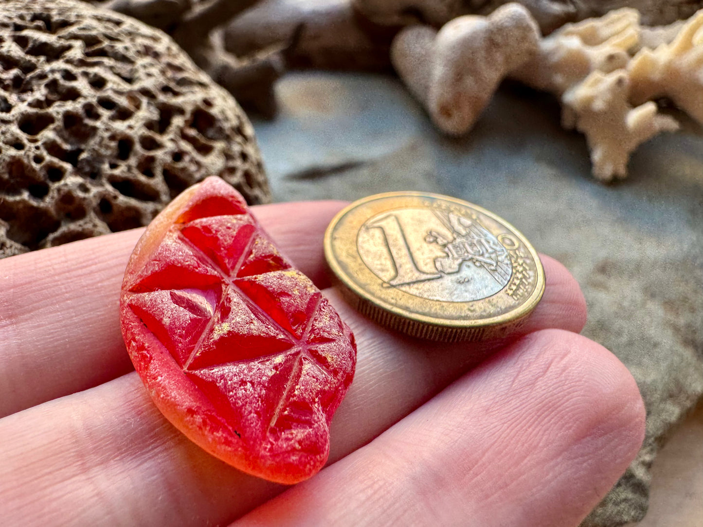 Red Genuine Sea Glass Pair B2956 – Natural Beach Glass for Jewelry Making – Rare Ruby Red Sea Glass – Craft Supply