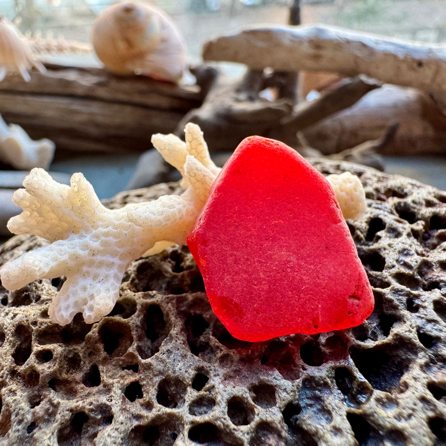Natural Red Sea Glass Pieces B2957 — Genuine Beach Found Jewelry Supply, Craft Glass, Rare Ocean Tumbled Glass