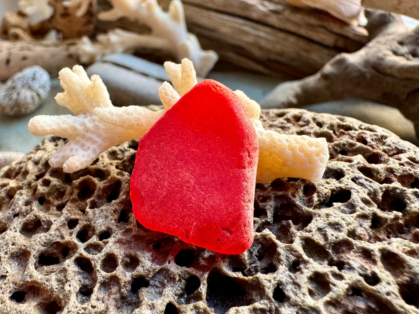 Natural Red Sea Glass Pieces B2957 — Genuine Beach Found Jewelry Supply, Craft Glass, Rare Ocean Tumbled Glass