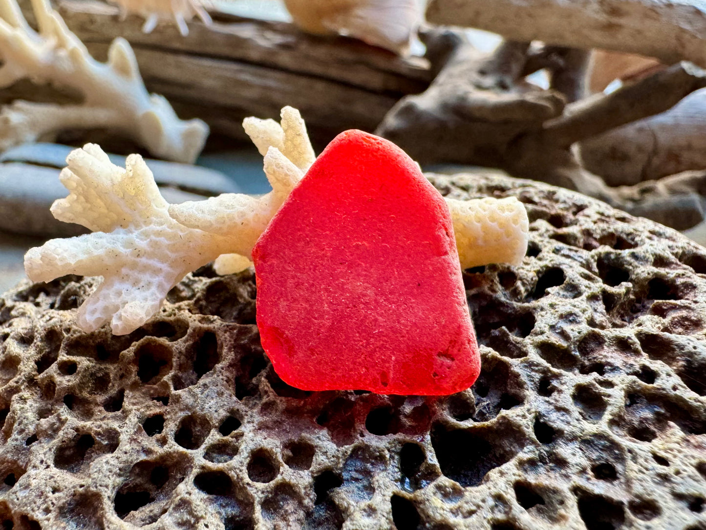 Natural Red Sea Glass Pieces B2957 — Genuine Beach Found Jewelry Supply, Craft Glass, Rare Ocean Tumbled Glass