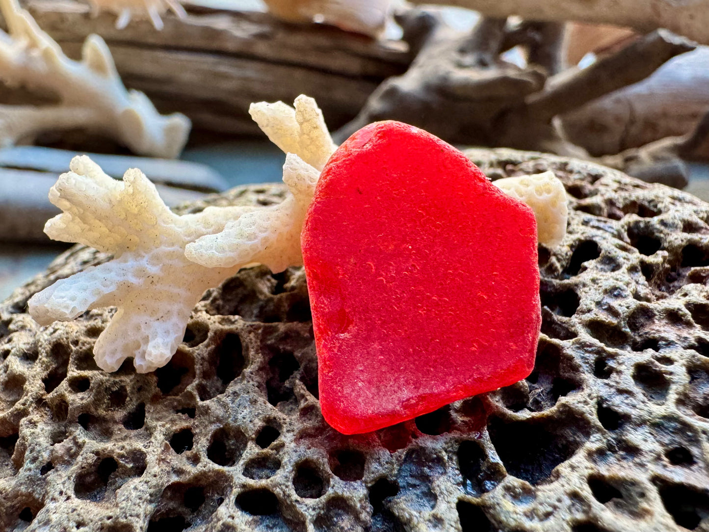 Natural Red Sea Glass Pieces B2957 — Genuine Beach Found Jewelry Supply, Craft Glass, Rare Ocean Tumbled Glass