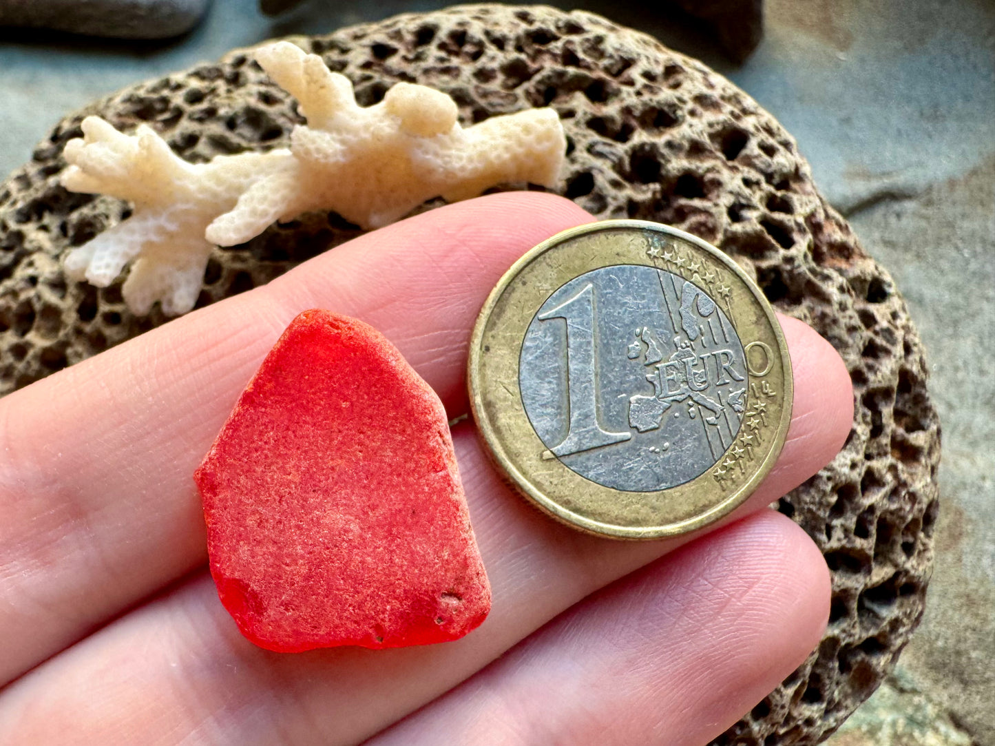Natural Red Sea Glass Pieces B2957 — Genuine Beach Found Jewelry Supply, Craft Glass, Rare Ocean Tumbled Glass