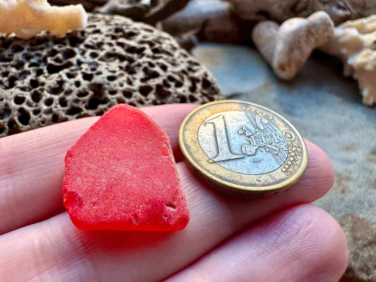 Natural Red Sea Glass Pieces B2957 — Genuine Beach Found Jewelry Supply, Craft Glass, Rare Ocean Tumbled Glass