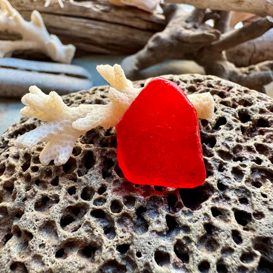 Natural Red Sea Glass Pieces B2957 — Genuine Beach Found Jewelry Supply, Craft Glass, Rare Ocean Tumbled Glass