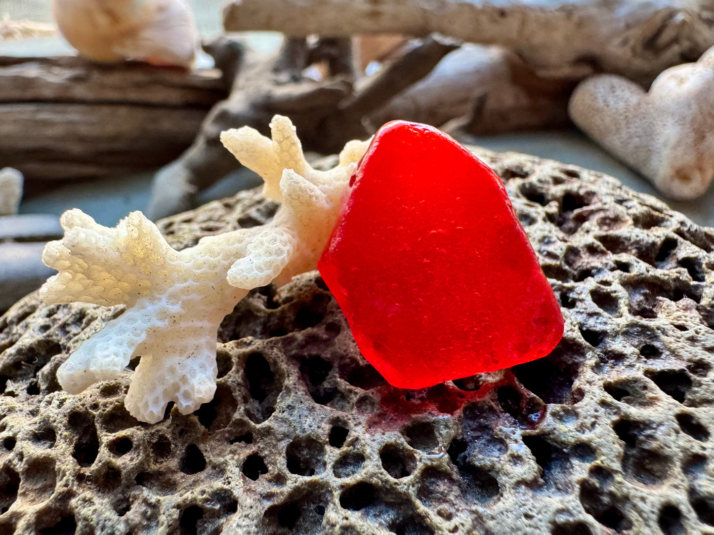 Natural Red Sea Glass Pieces B2957 — Genuine Beach Found Jewelry Supply, Craft Glass, Rare Ocean Tumbled Glass