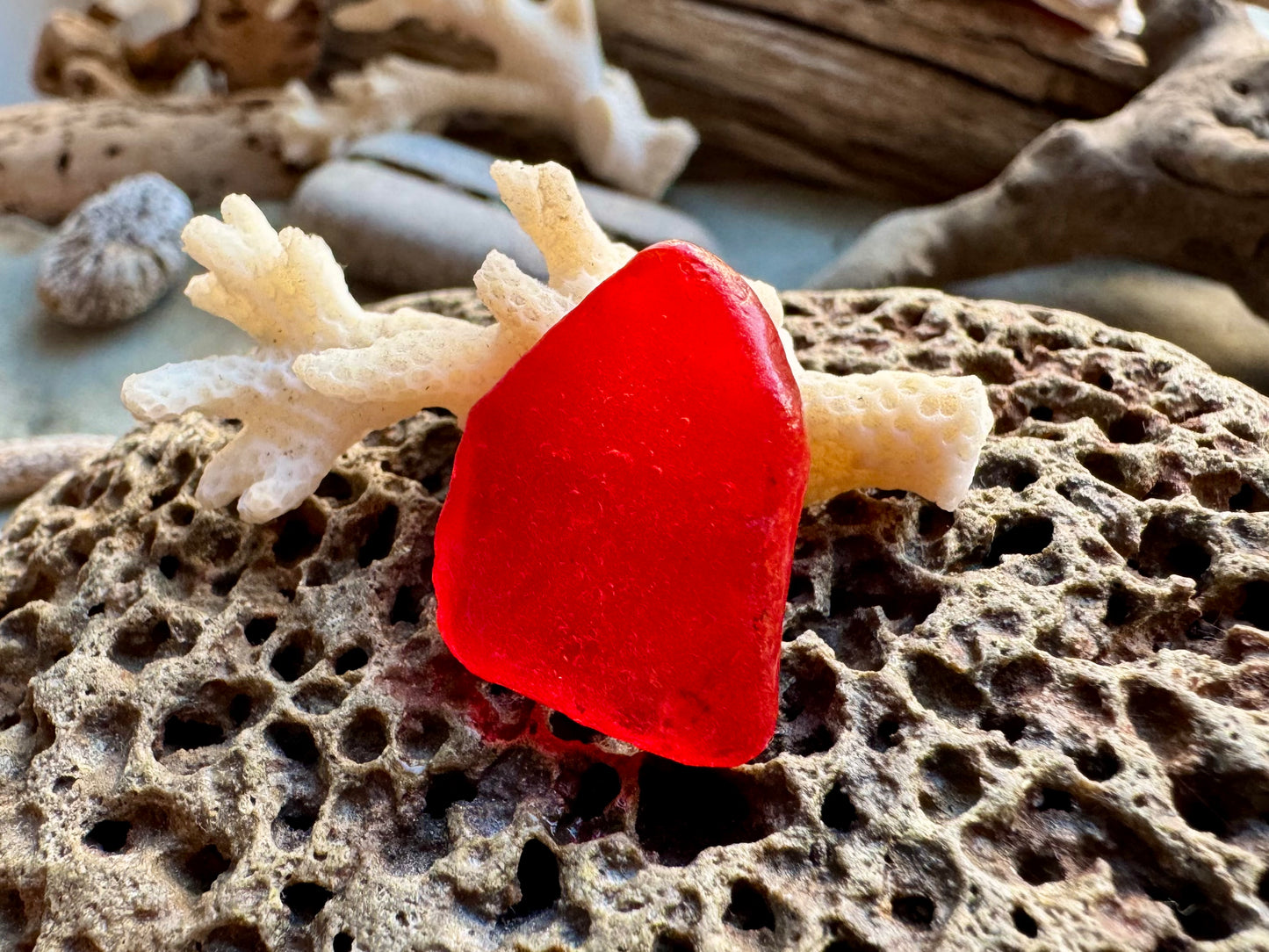 Natural Red Sea Glass Pieces B2957 — Genuine Beach Found Jewelry Supply, Craft Glass, Rare Ocean Tumbled Glass