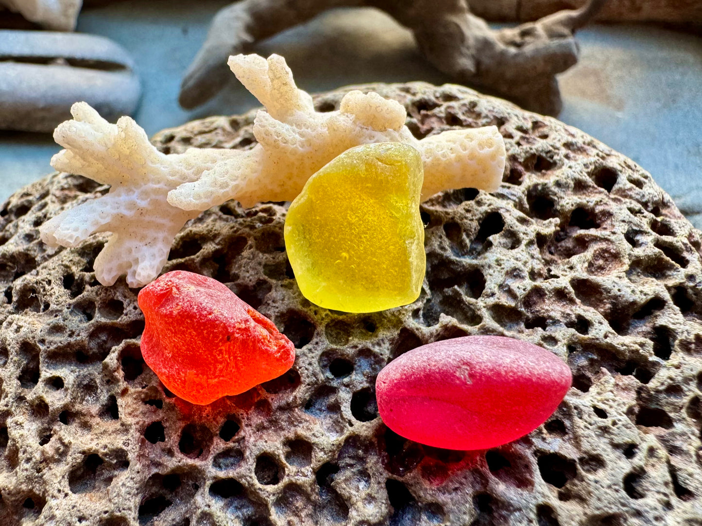 Natural Red & Yellow Sea Glass B2958 – Genuine Beach Found Jewelry Supply – Rare Sea Glass Pieces for Jewelry Making
