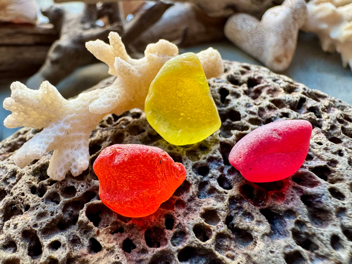 Natural Red & Yellow Sea Glass B2958 – Genuine Beach Found Jewelry Supply – Rare Sea Glass Pieces for Jewelry Making