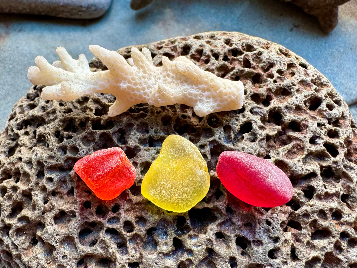 Natural Red & Yellow Sea Glass B2958 – Genuine Beach Found Jewelry Supply – Rare Sea Glass Pieces for Jewelry Making