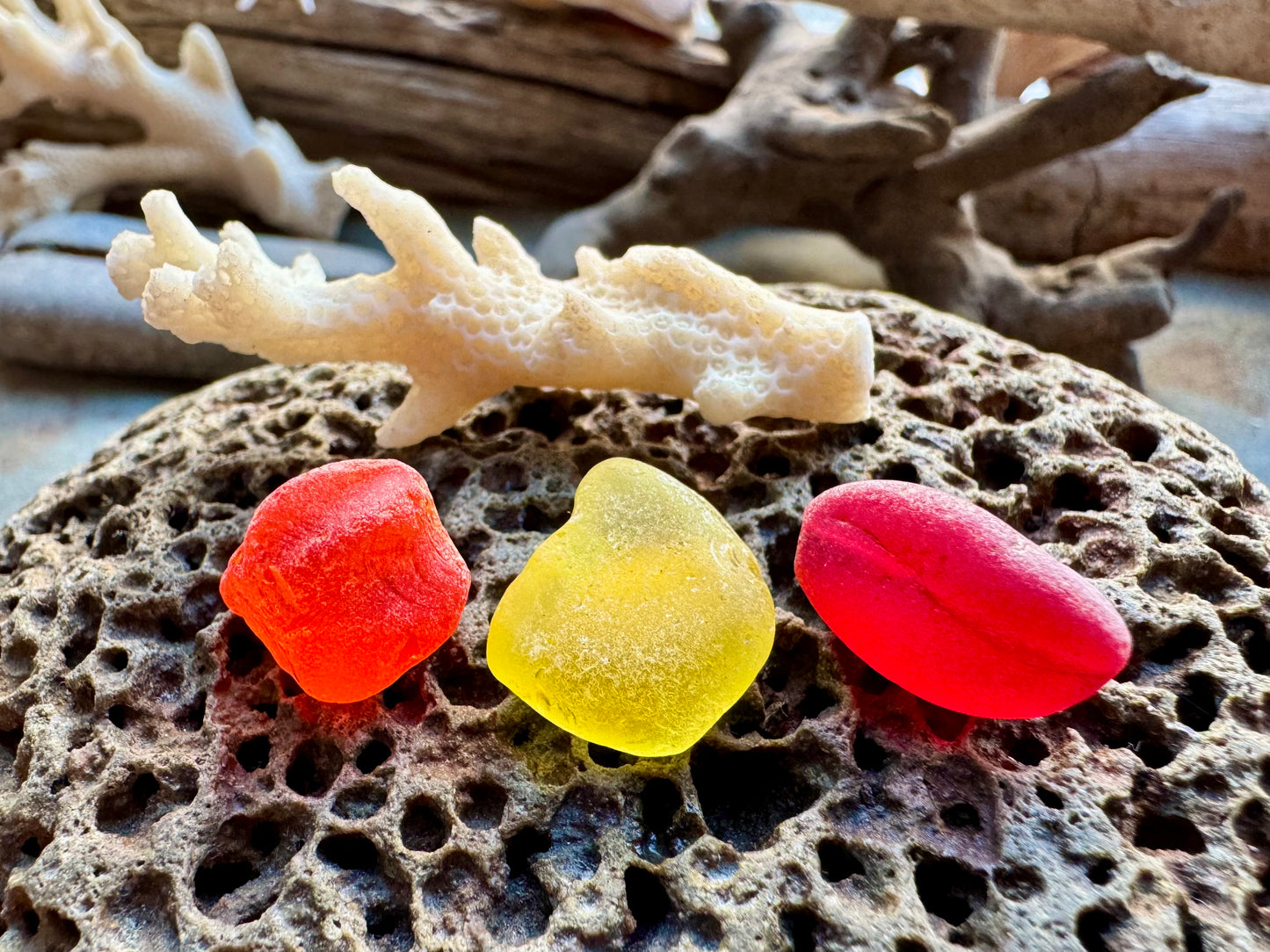 Natural Red & Yellow Sea Glass B2958 – Genuine Beach Found Jewelry Supply – Rare Sea Glass Pieces for Jewelry Making