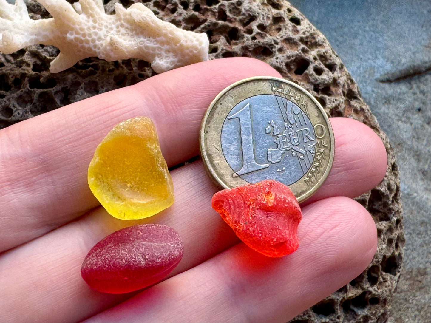 Natural Red & Yellow Sea Glass B2958 – Genuine Beach Found Jewelry Supply – Rare Sea Glass Pieces for Jewelry Making