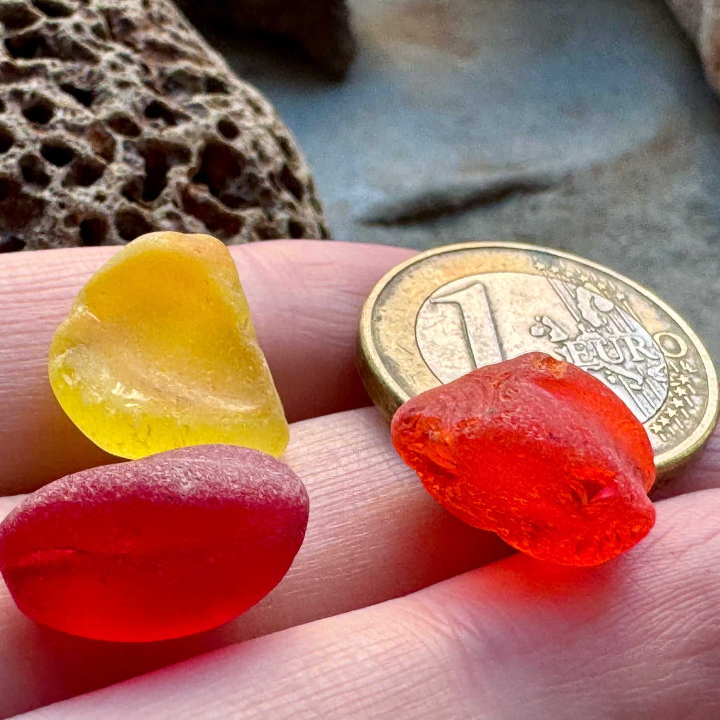 Natural Red & Yellow Sea Glass B2958 – Genuine Beach Found Jewelry Supply – Rare Sea Glass Pieces for Jewelry Making