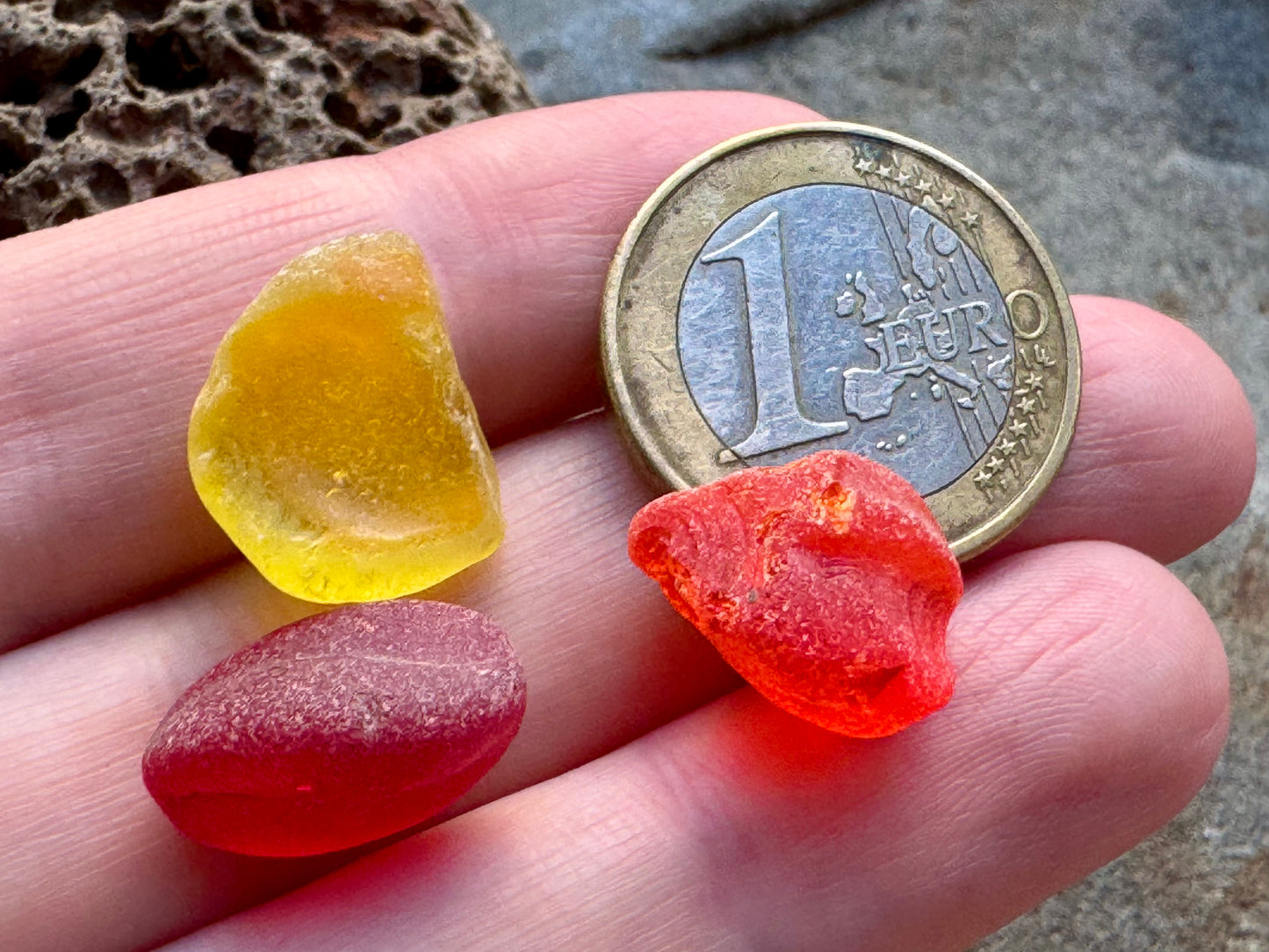Natural Red & Yellow Sea Glass B2958 – Genuine Beach Found Jewelry Supply – Rare Sea Glass Pieces for Jewelry Making