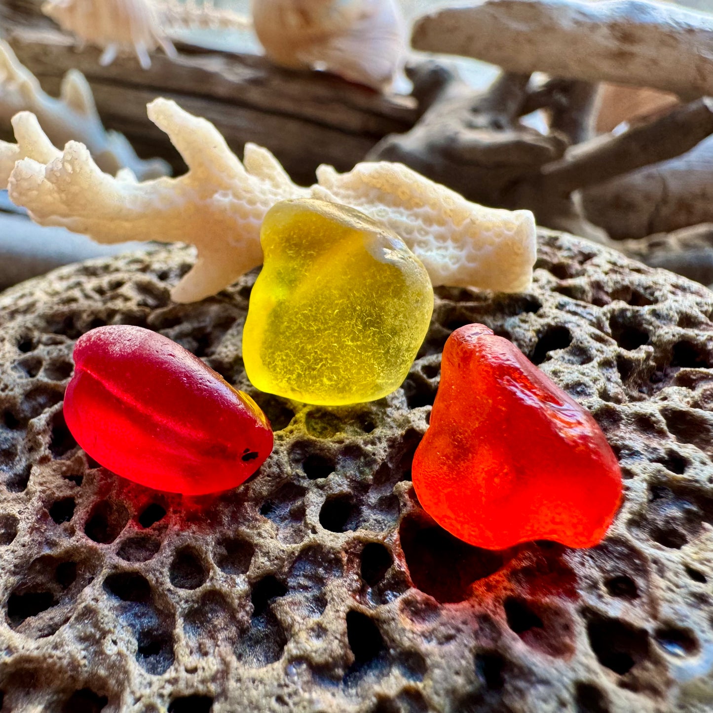 Natural Red & Yellow Sea Glass B2958 – Genuine Beach Found Jewelry Supply – Rare Sea Glass Pieces for Jewelry Making