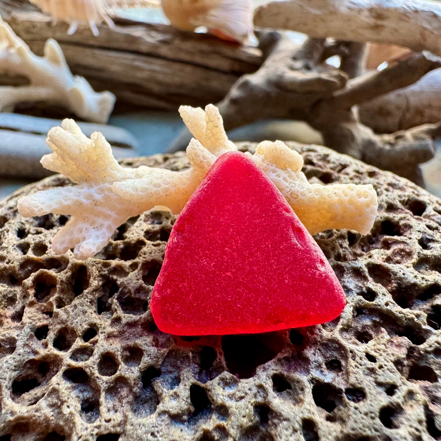 Rare Red Triangle Sea Glass B2960 – Genuine Beach Found Seaglass for Jewelry Making