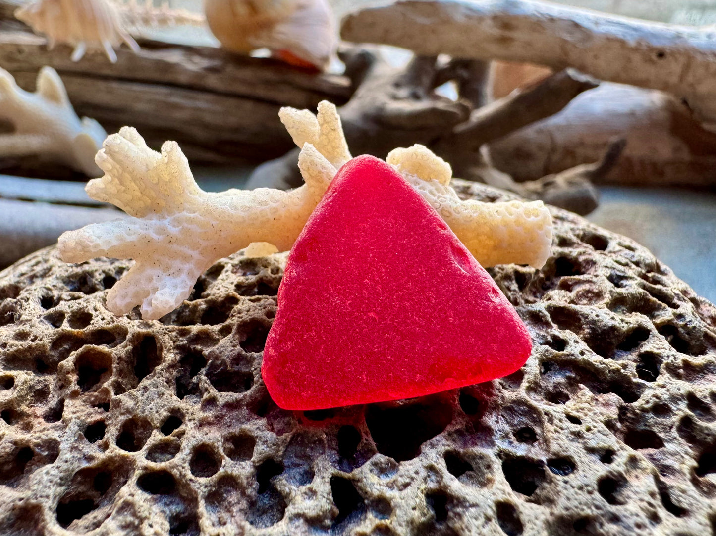 Rare Red Triangle Sea Glass B2960 – Genuine Beach Found Seaglass for Jewelry Making