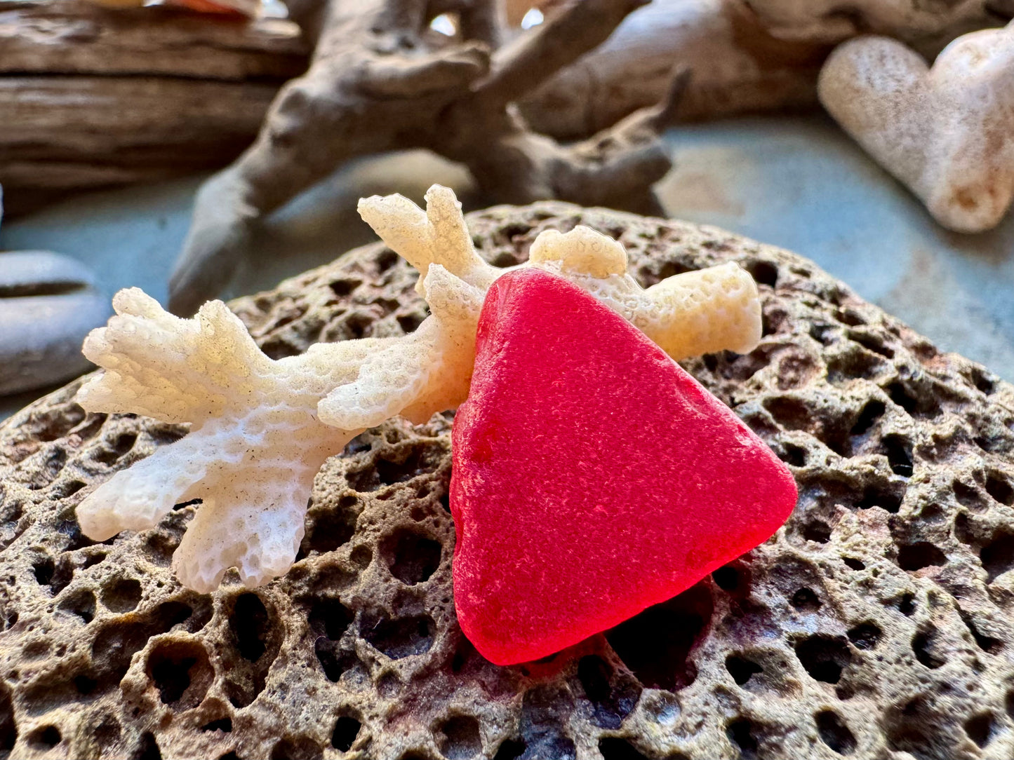 Rare Red Triangle Sea Glass B2960 – Genuine Beach Found Seaglass for Jewelry Making