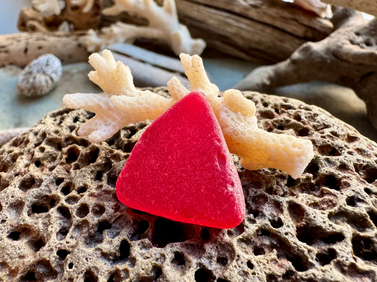 Rare Red Triangle Sea Glass B2960 – Genuine Beach Found Seaglass for Jewelry Making