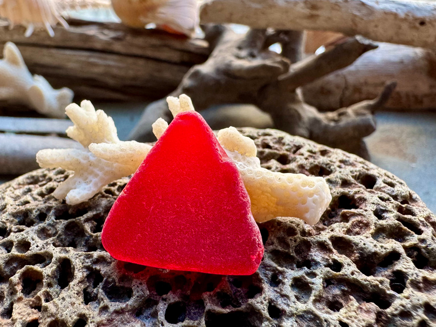Rare Red Triangle Sea Glass B2960 – Genuine Beach Found Seaglass for Jewelry Making