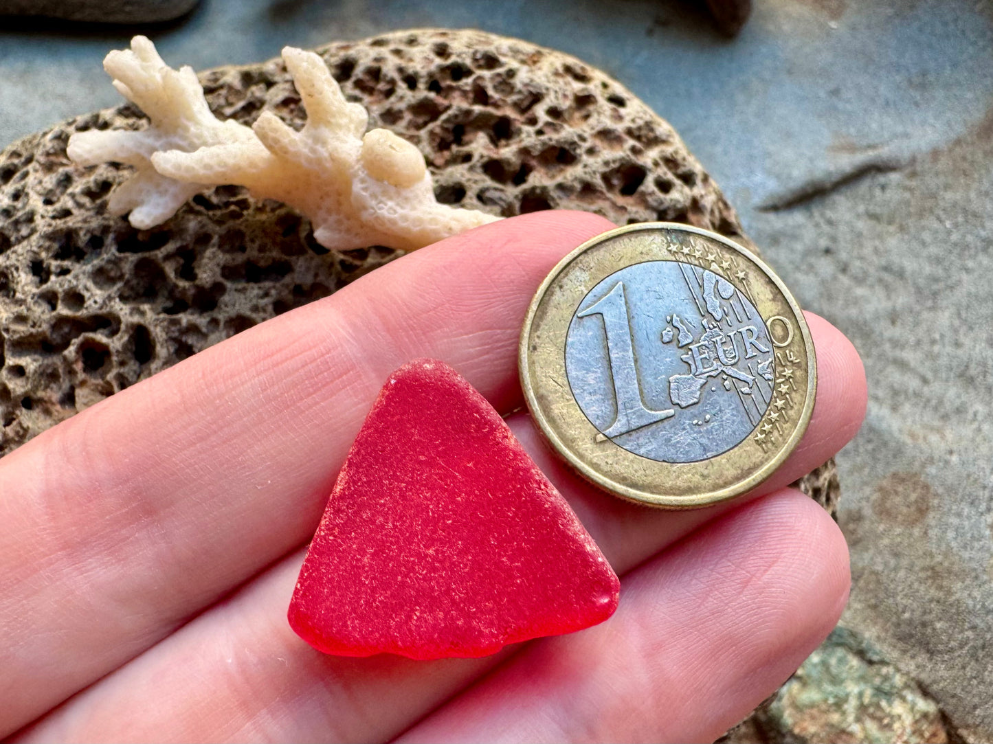 Rare Red Triangle Sea Glass B2960 – Genuine Beach Found Seaglass for Jewelry Making