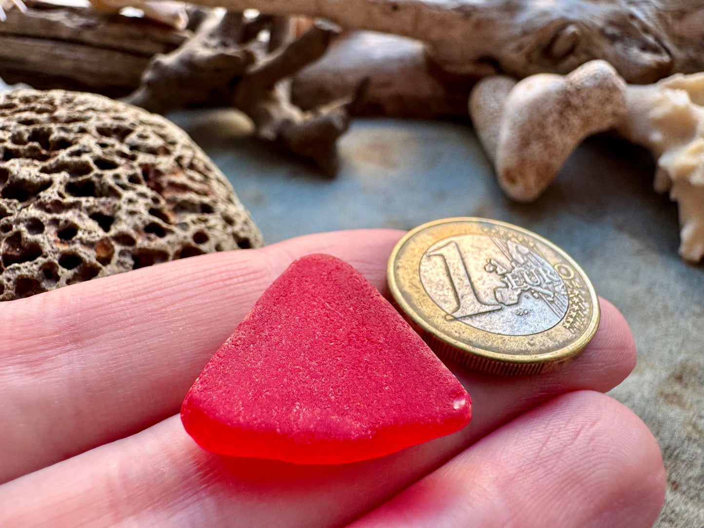 Rare Red Triangle Sea Glass B2960 – Genuine Beach Found Seaglass for Jewelry Making