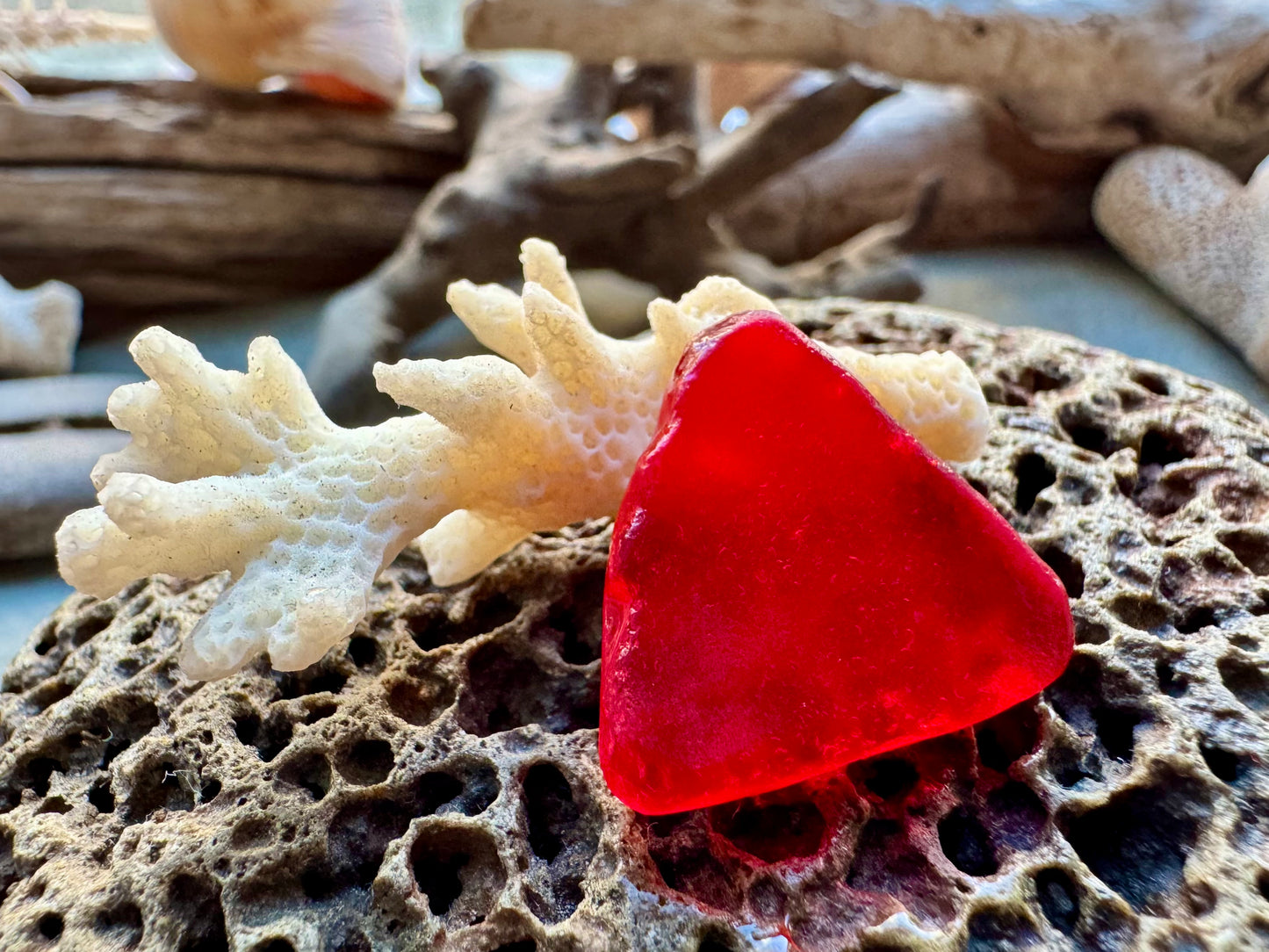 Rare Red Triangle Sea Glass B2960 – Genuine Beach Found Seaglass for Jewelry Making